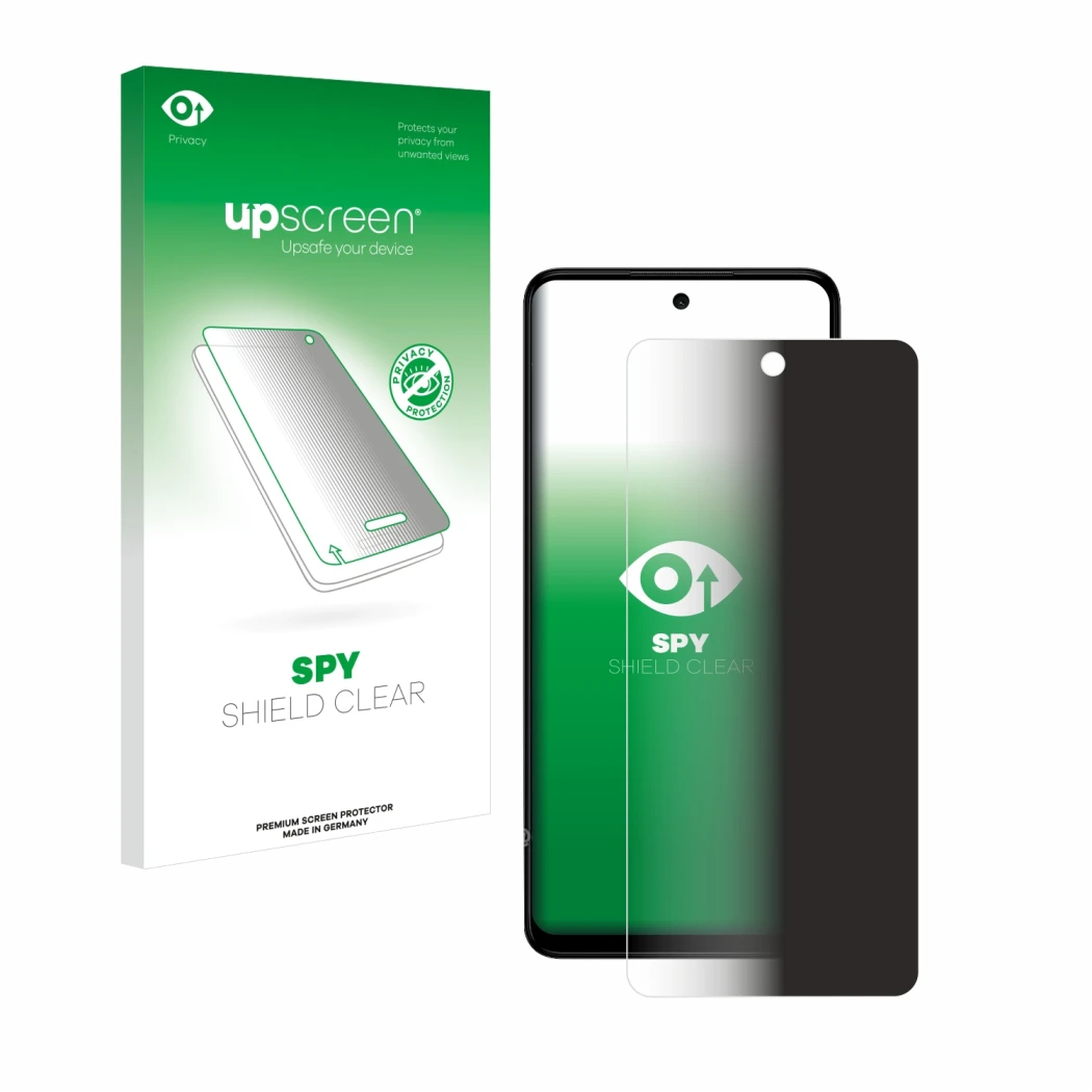 Vorderseite einer Produktverpackung mit dem Markenlogo upscreen. Daneben ist das Gerät HMD Pulse Pro mit dem zugehörigen Displ