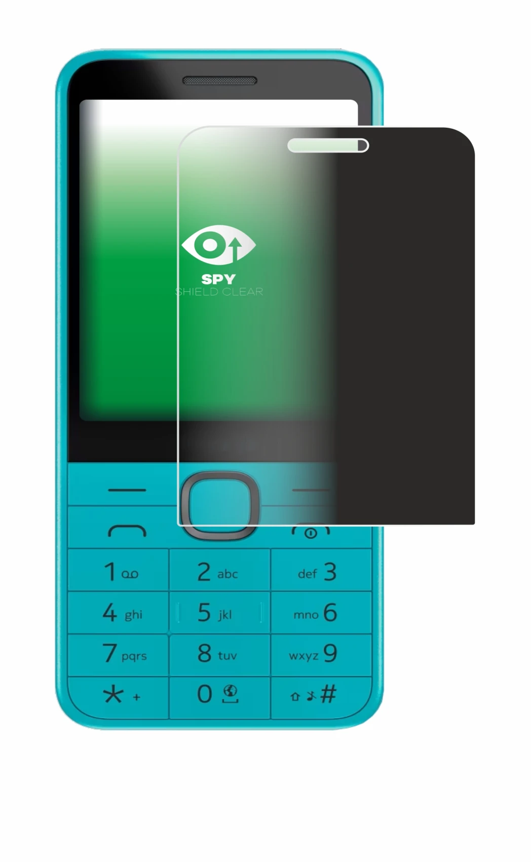 Abbildung des Geräts Nokia 235 4G (2024) mit einer Vielzahl des Displayschutzes.