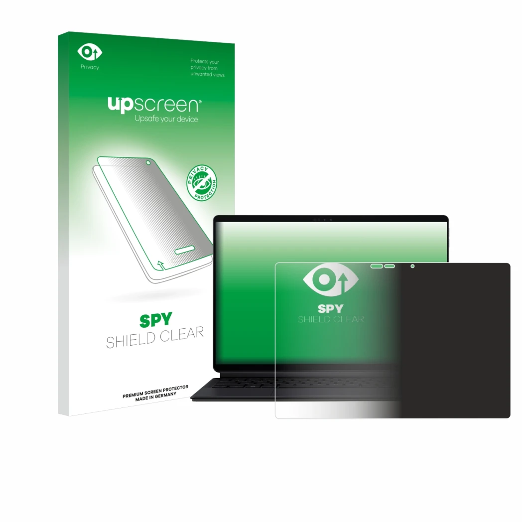 Vorderseite einer Produktverpackung mit dem Markenlogo upscreen. Daneben ist das Gerät ASUS ProArt PZ13 mit dem zugehörigen Di