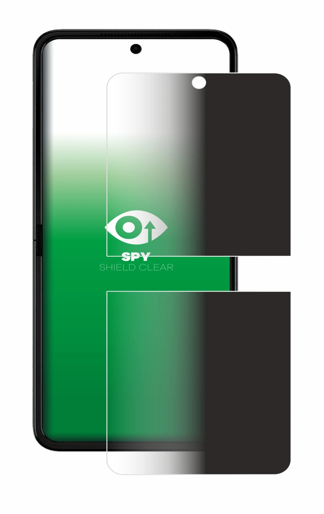 Abbildung des Geräts Motorola Razr 50 Ultra mit einer Vielzahl des Displayschutzes.