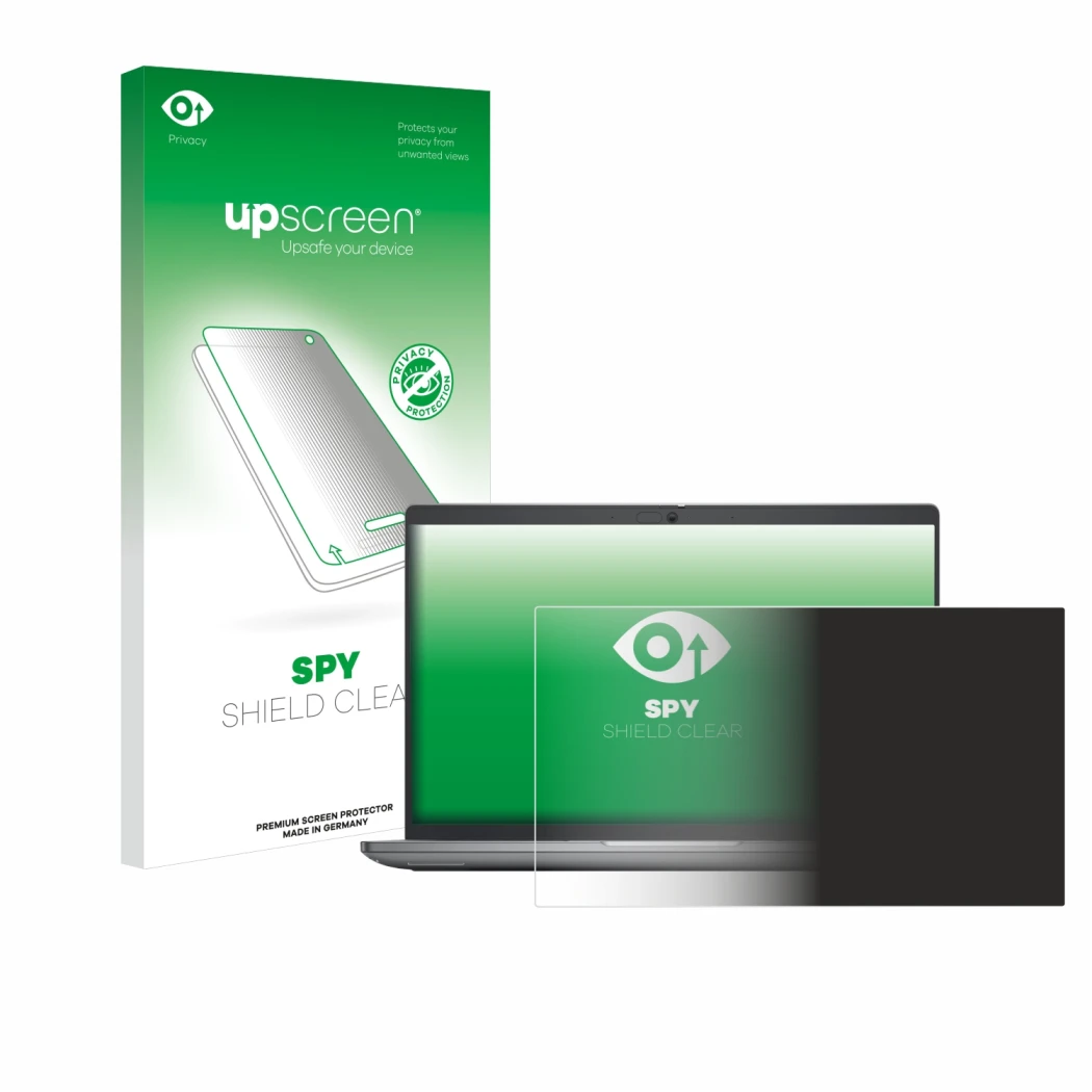 Vorderseite einer Produktverpackung mit dem Markenlogo upscreen. Daneben ist das Gerät Dell Latitude 5450 Laptop 14