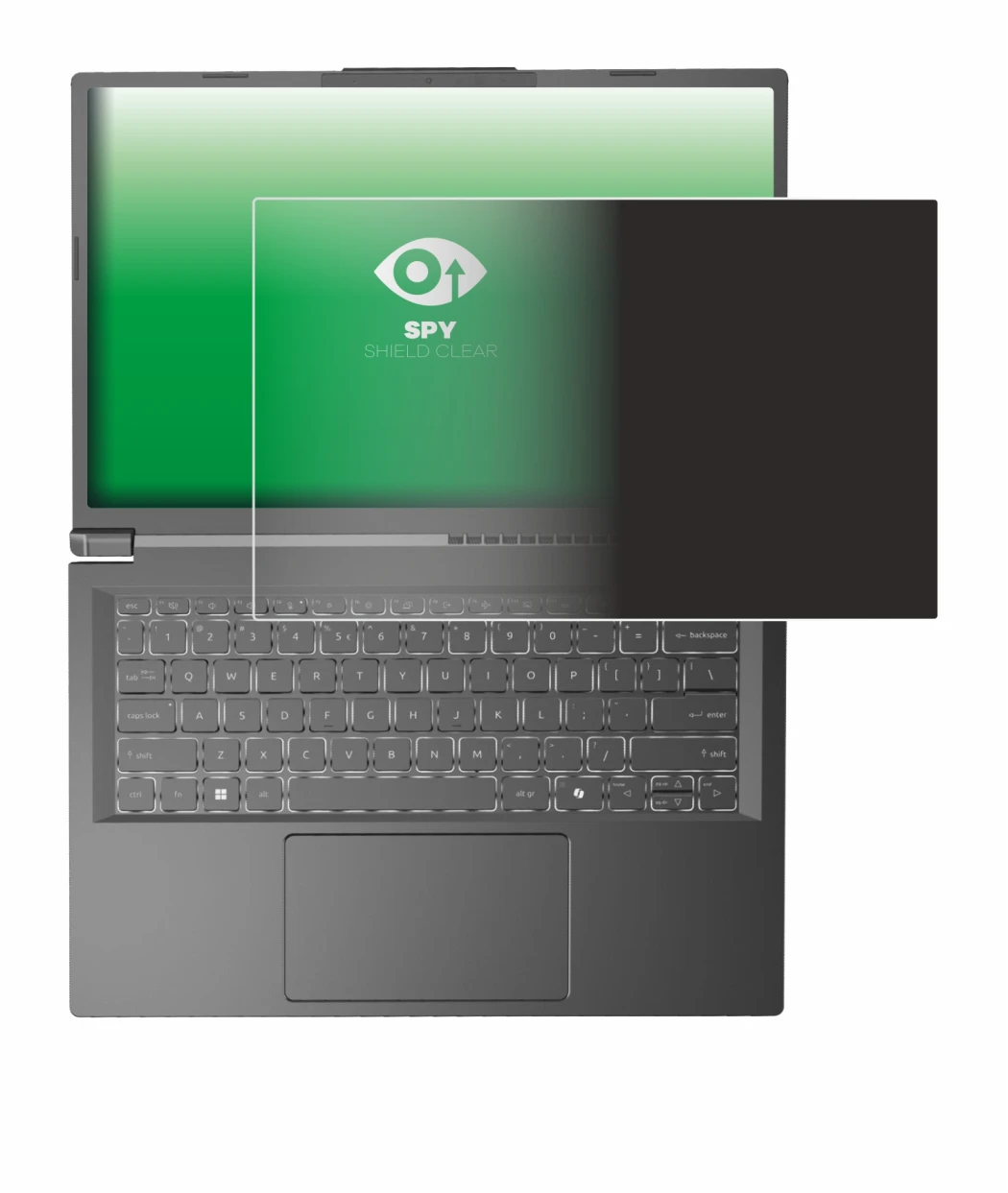 Abbildung des Geräts Acer Aspire 14 AI mit einer Vielzahl des Displayschutzes.
