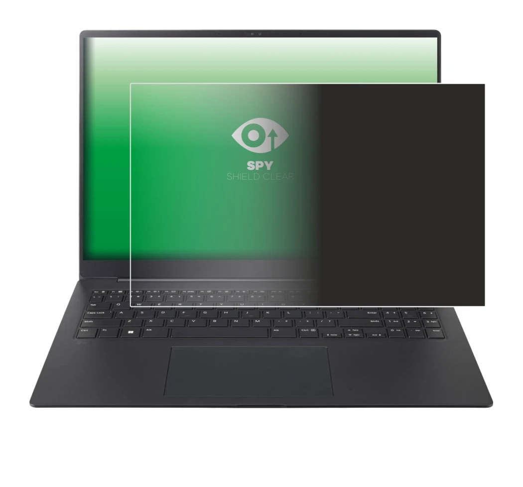 Abbildung des Geräts LG gram Pro 16 2025 mit einer Vielzahl des Displayschutzes.