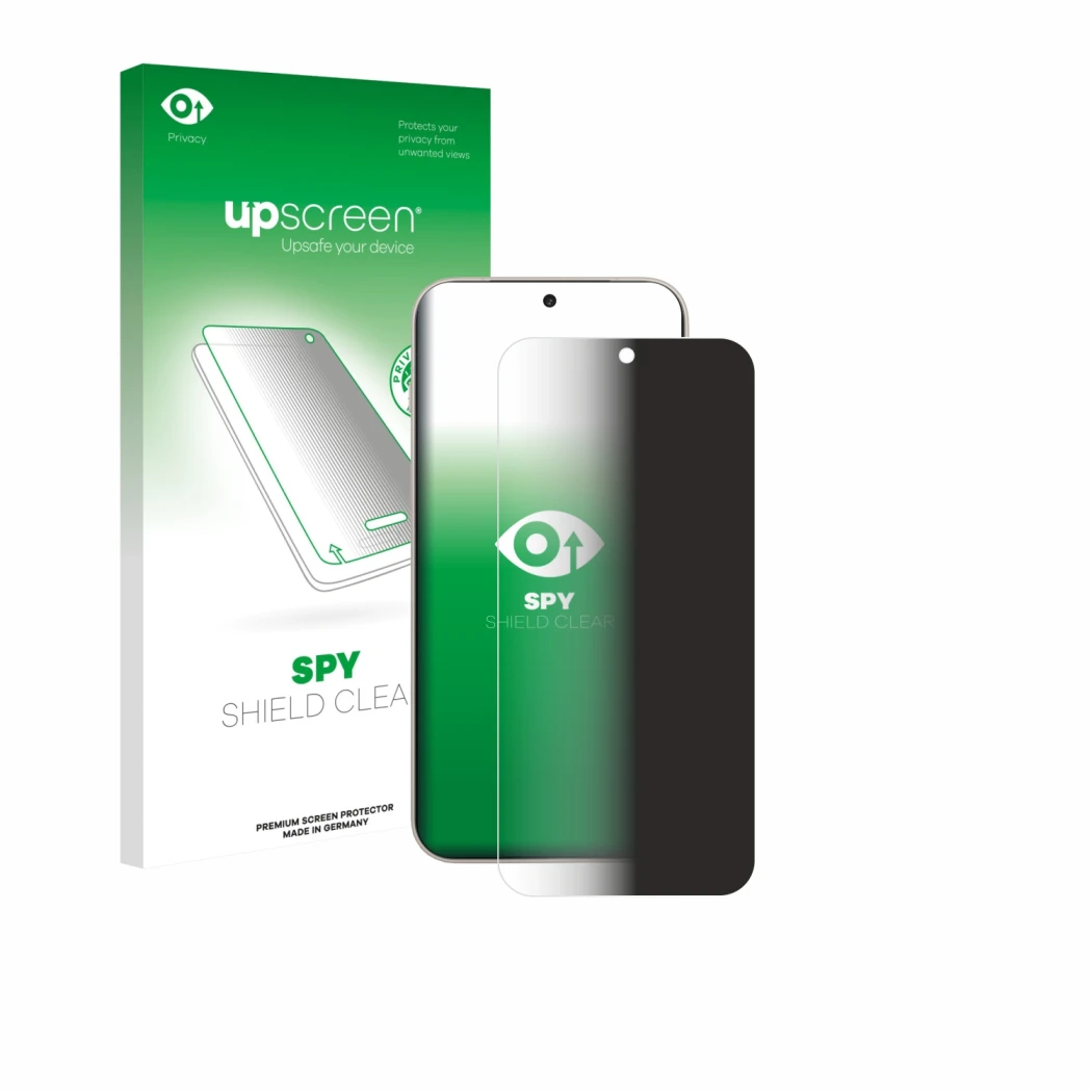 Vorderseite einer Produktverpackung mit dem Markenlogo upscreen. Daneben ist das Gerät OnePlus 15 mit dem zugehörigen Displays