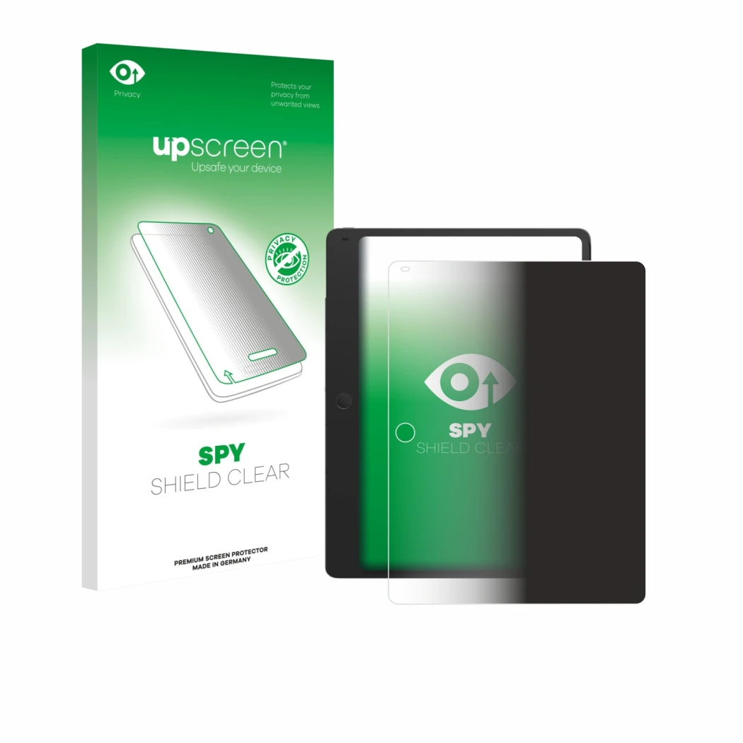 Vorderseite einer Produktverpackung mit dem Markenlogo upscreen. Daneben ist das Gerät TCL Note A1 mit dem zugehörigen Display