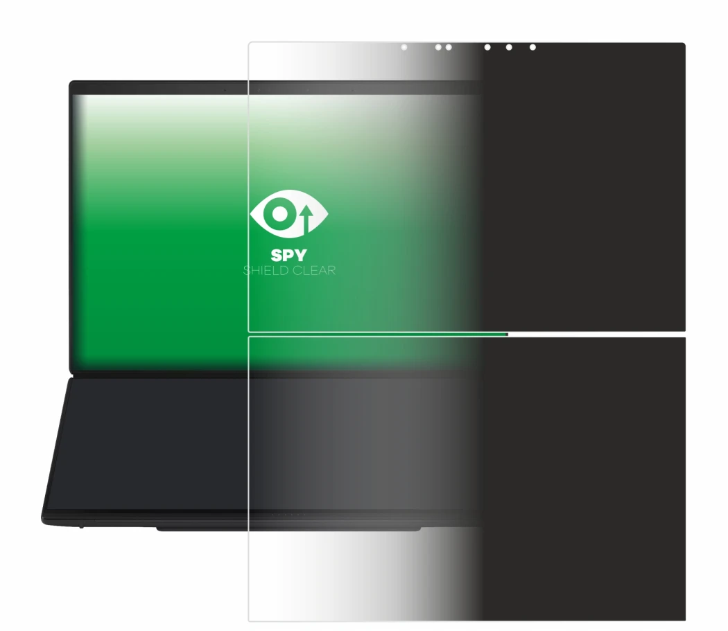 Abbildung des Geräts ASUS ZenBook Duo UX8407 mit einer Vielzahl des Displayschutzes.