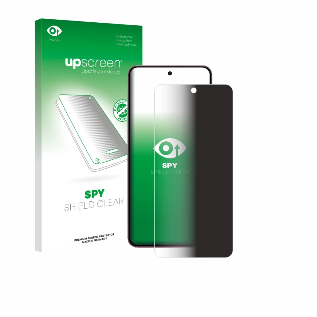 Vorderseite einer Produktverpackung mit dem Markenlogo upscreen. Daneben ist das Gerät realme P4 mit dem zugehörigen Displaysc