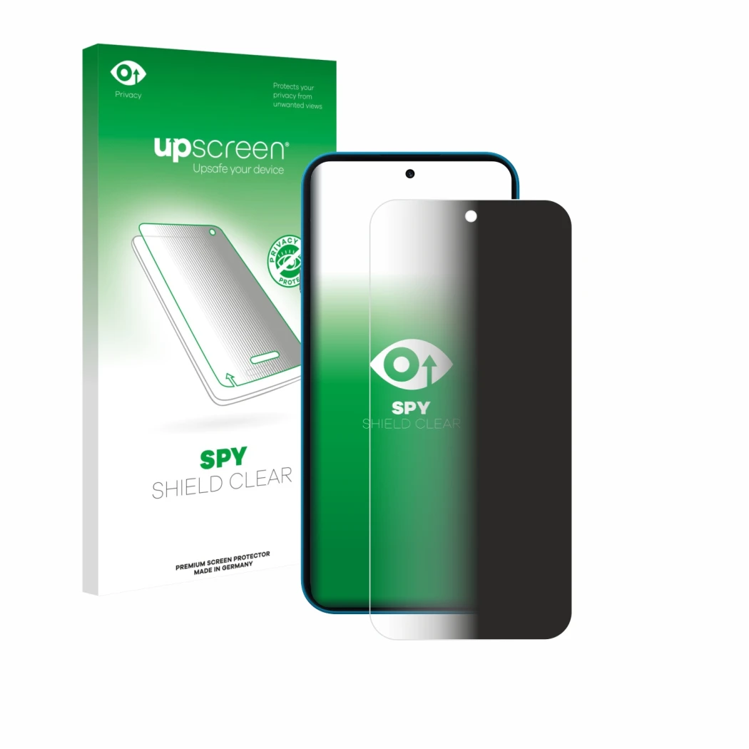 Vorderseite einer Produktverpackung mit dem Markenlogo upscreen. Daneben ist das Gerät Nothing Phone (4a) mit dem zugehörigen 