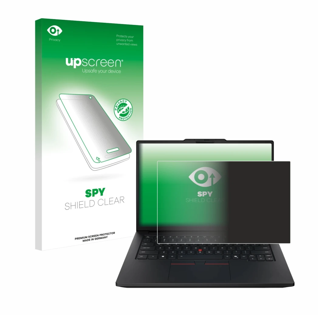 Vorderseite einer Produktverpackung mit dem Markenlogo upscreen. Daneben ist das Gerät Lenovo ThinkPad P14s Gen 7 14