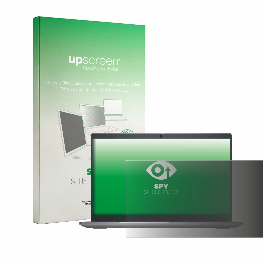 Vorderseite einer Produktverpackung mit dem Markenlogo upscreen. Daneben ist das Gerät Dell Latitude 5550 Laptop mit dem zugeh