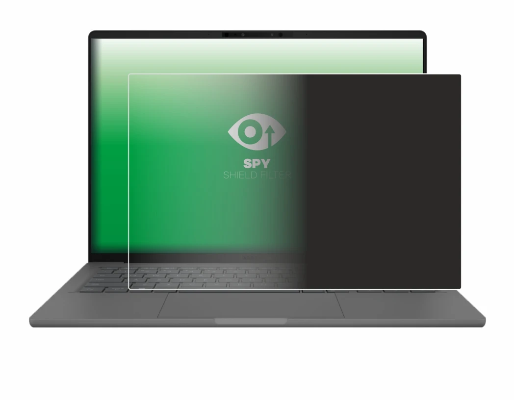 Abbildung des Geräts ASUS ZenBook A14 UX3407 mit einer Vielzahl des Displayschutzes.