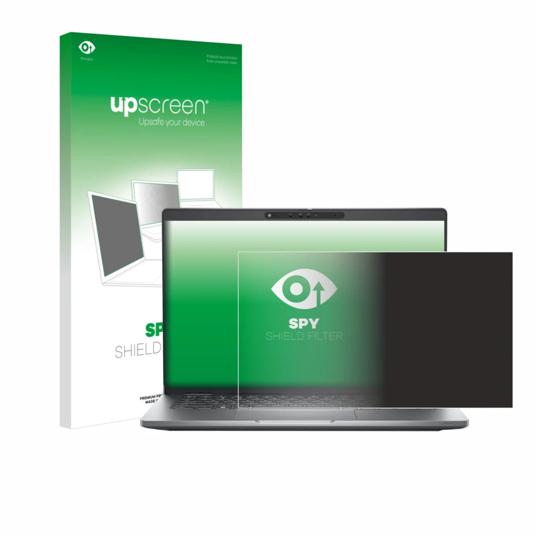 Vorderseite einer Produktverpackung mit dem Markenlogo upscreen. Daneben ist das Gerät Dell Latitude 5330 mit dem zugehörigen