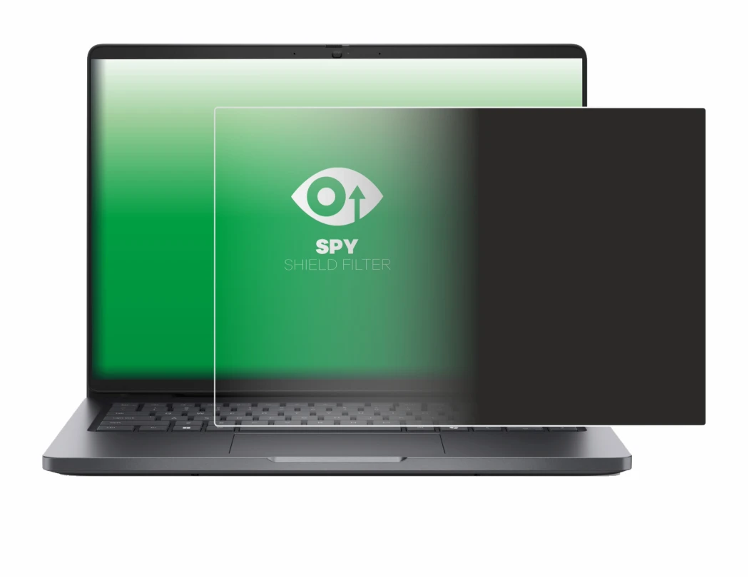 Abbildung des Geräts Dell Pro 14 PC14250 mit einer Vielzahl des Displayschutzes.
