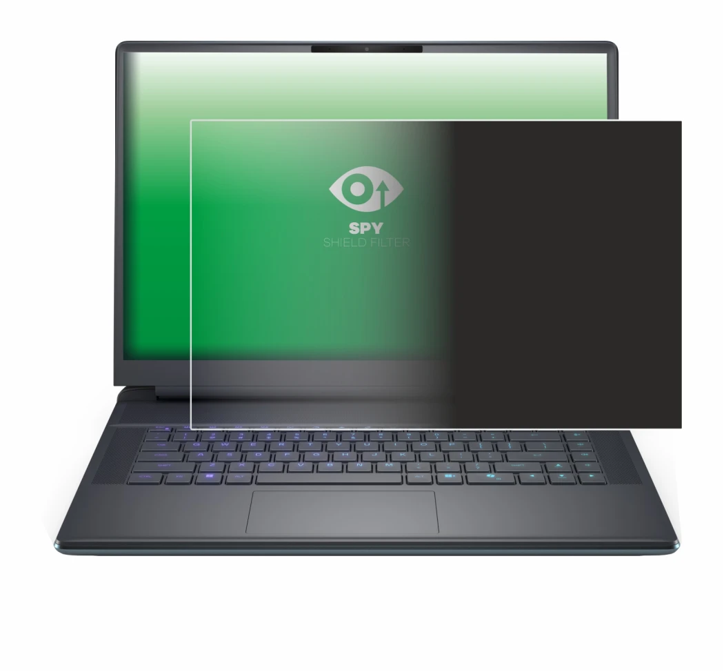 Abbildung des Geräts Dell Alienware 16 Area-51 mit einer Vielzahl des Displayschutzes.