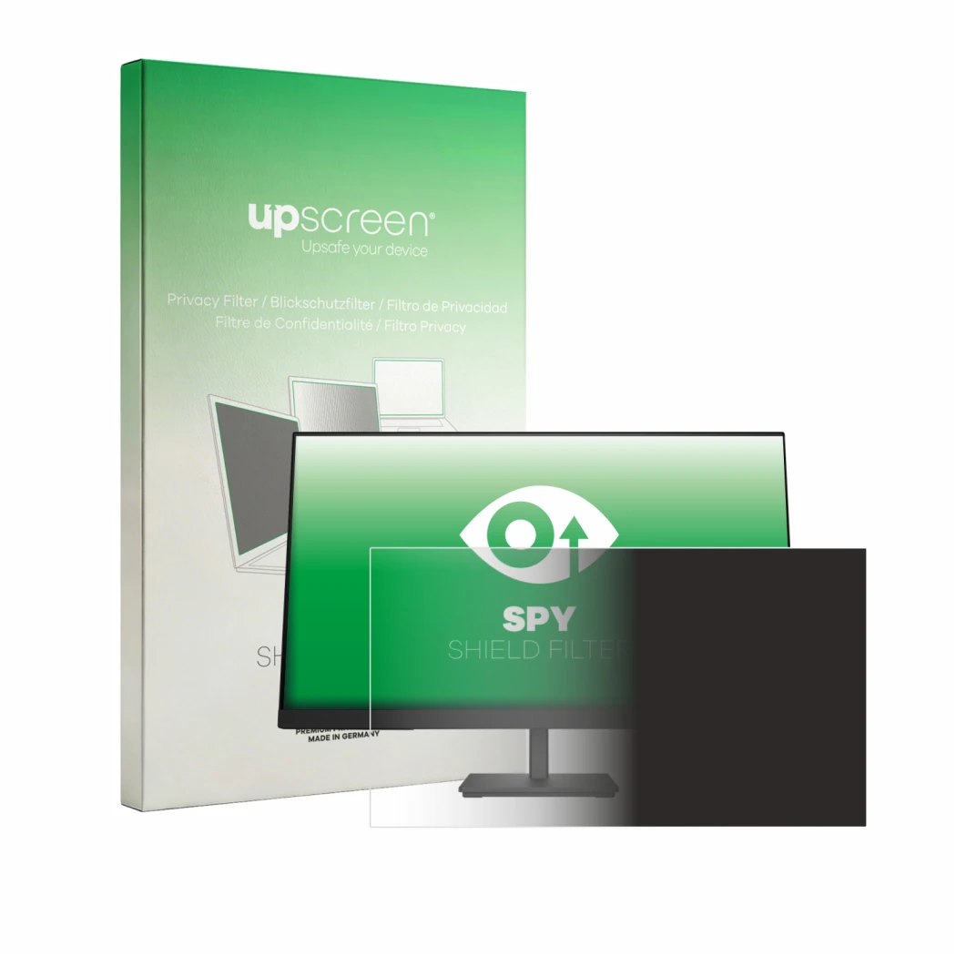 Vorderseite einer Produktverpackung mit dem Markenlogo upscreen. Daneben ist das Gerät HP 27m 3WL48AA mit dem zugehörigen Disp