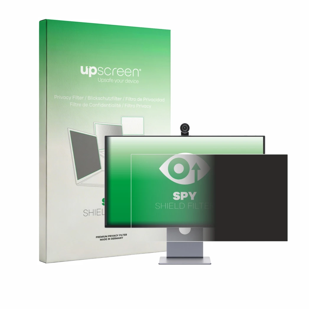 Vorderseite einer Produktverpackung mit dem Markenlogo upscreen. Daneben ist das Gerät Lenovo Yoga Pro 27UD-10 26.5