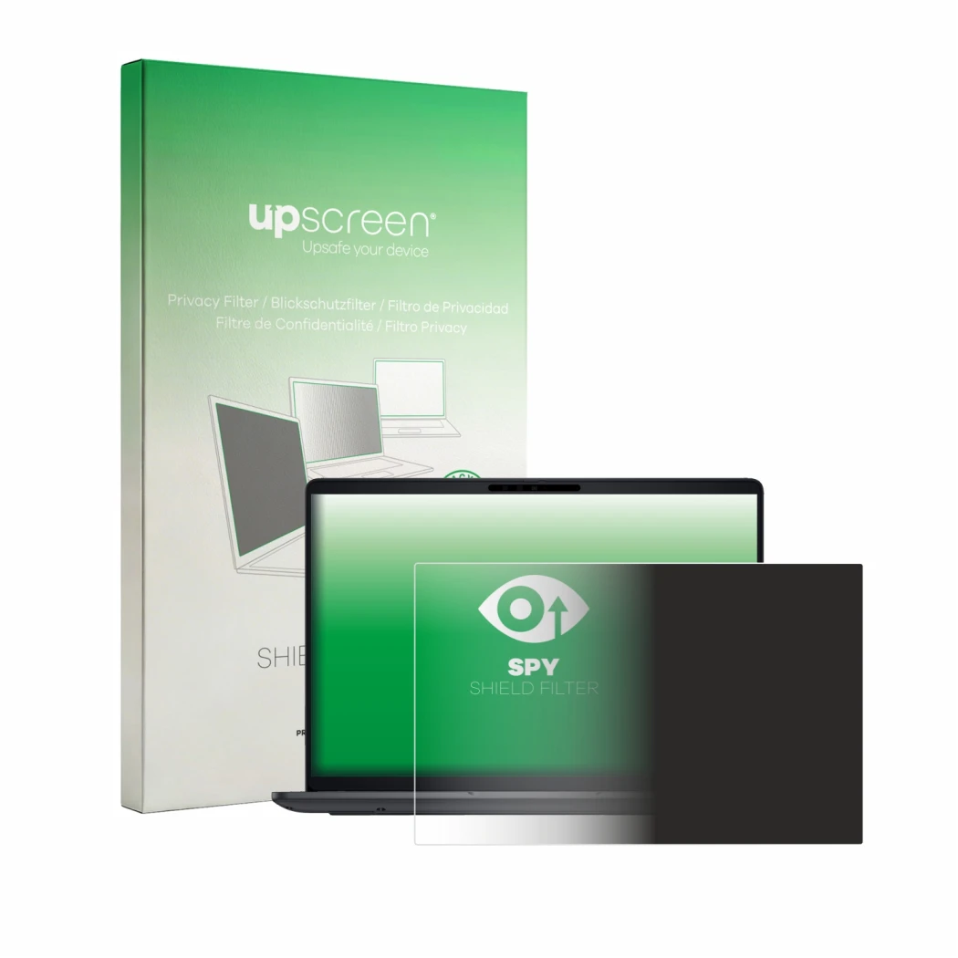 Vorderseite einer Produktverpackung mit dem Markenlogo upscreen. Daneben ist das Gerät Dell Pro 3-Serie 14 P314260 mit dem zug