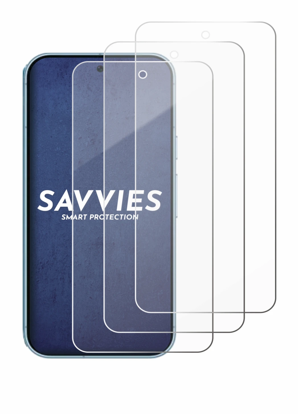 Abbildung des Geräts Google Pixel 9 Pro XL mit einer Vielzahl des Displayschutzes.