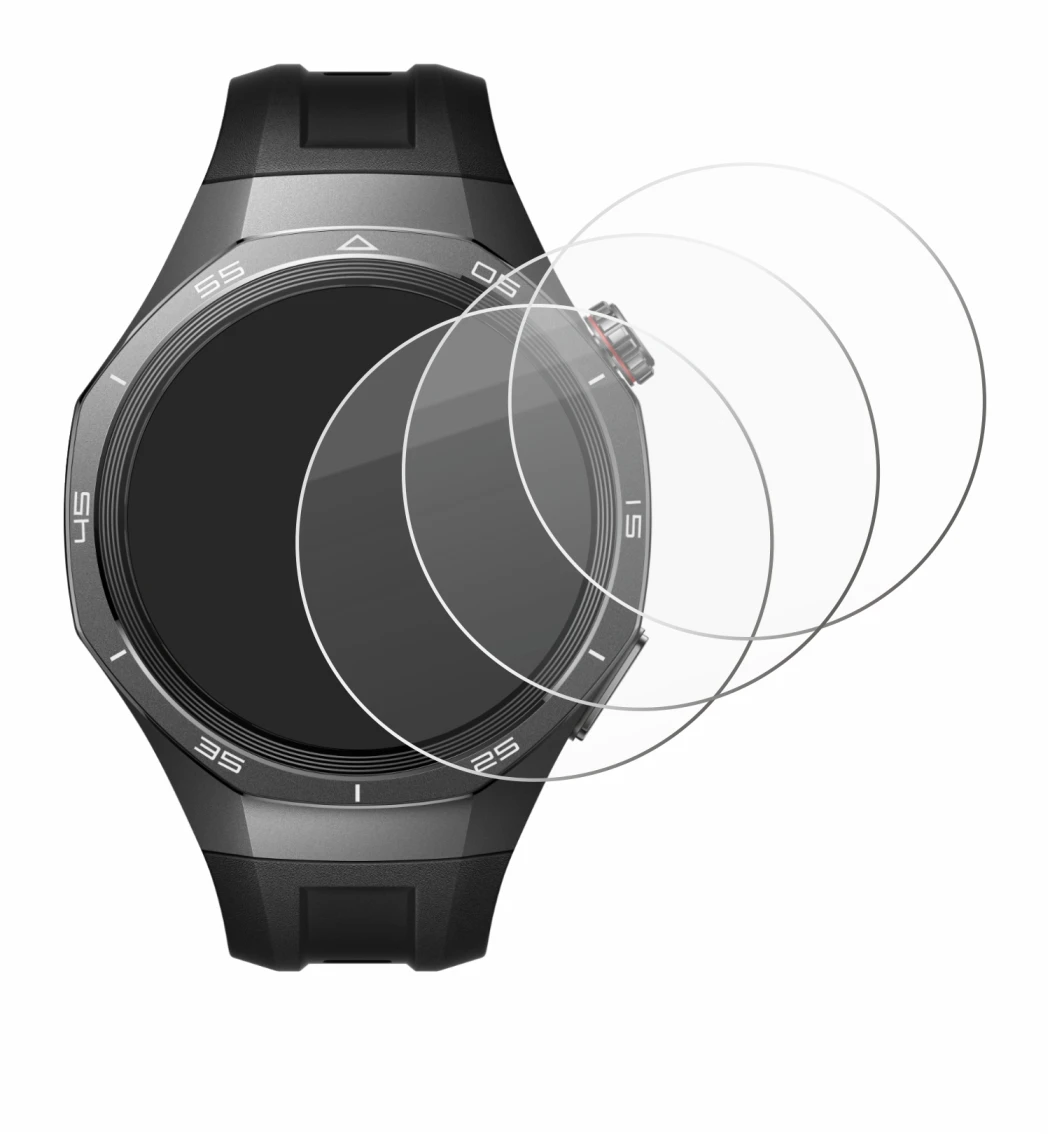 Abbildung des Geräts Huawei Watch GT 5 Pro (46 mm) mit einer Vielzahl des Displayschutzes.