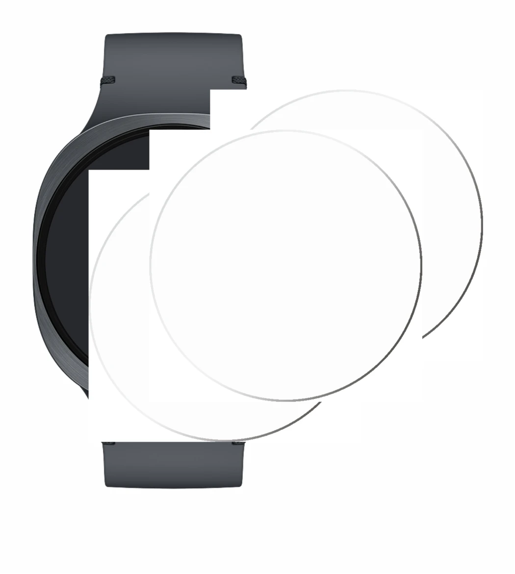 Abbildung des Geräts Samsung Galaxy Watch 8 (44 mm) mit einer Vielzahl des Displayschutzes.