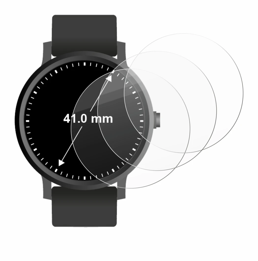 Abbildung des Geräts Armbanduhren (Kreisrund, ø: 41 mm) mit einer Vielzahl des Displayschutzes.