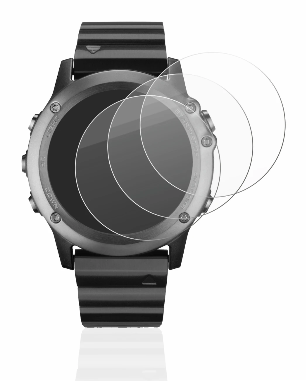 Abbildung des Geräts Garmin Fenix 3 mit einer Vielzahl des Displayschutzes.