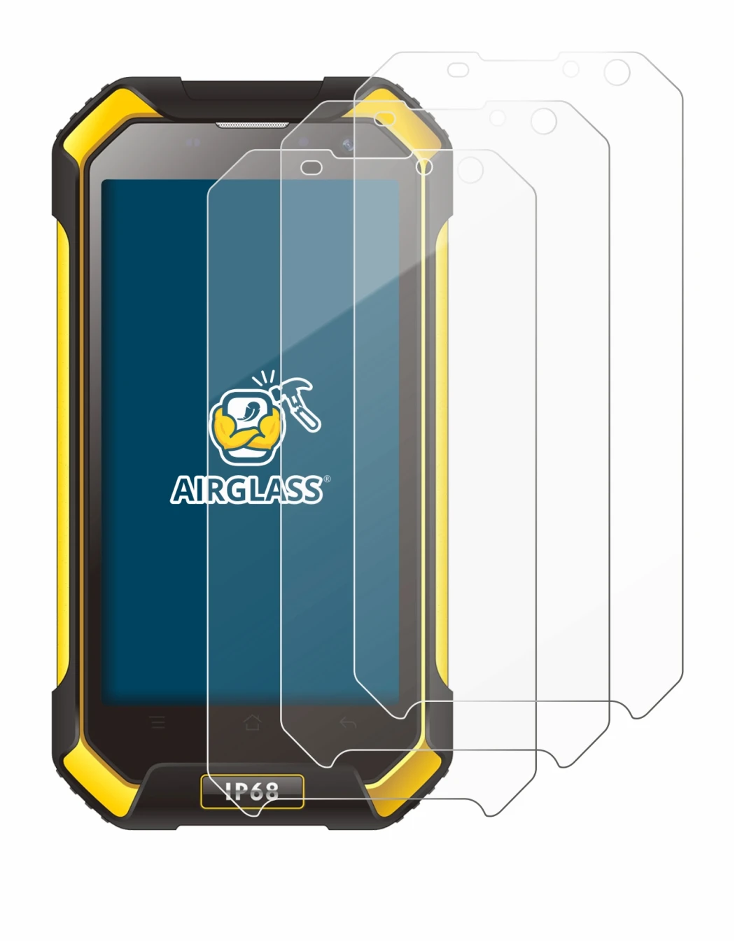 Abbildung des Geräts Blackview BV6000 mit einer Vielzahl des Displayschutzes.