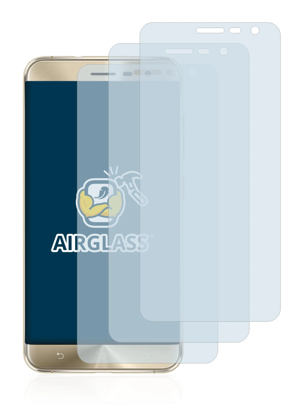 Abbildung des Geräts ASUS ZenFone 3 ZE552KL mit einer Vielzahl des Displayschutzes.