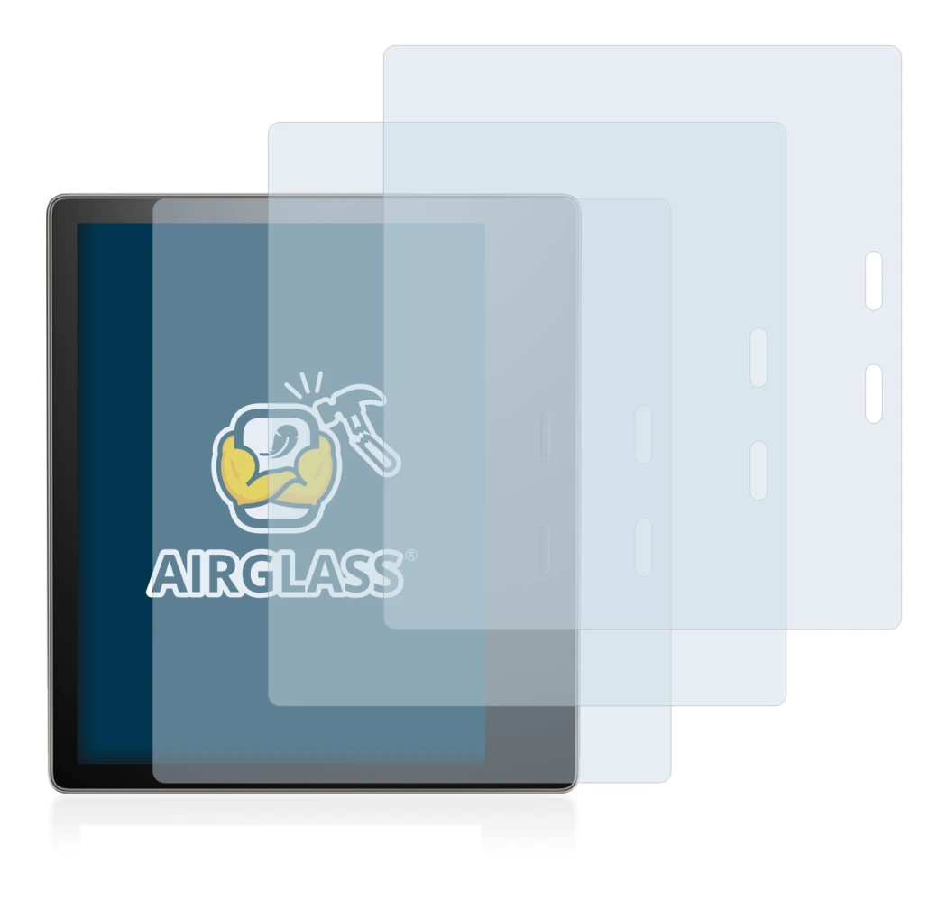 Abbildung des Geräts Amazon Kindle Oasis 2017 (9. Gen.) mit einer Vielzahl des Displayschutzes.