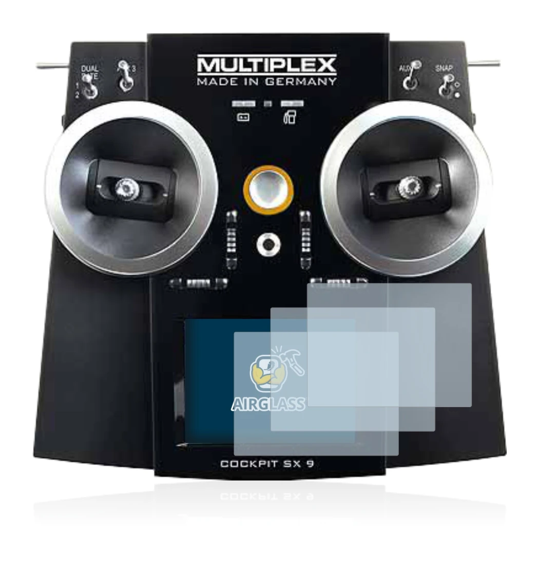 Abbildung des Geräts Multiplex Cockpit SX9 mit einer Vielzahl des Displayschutzes.