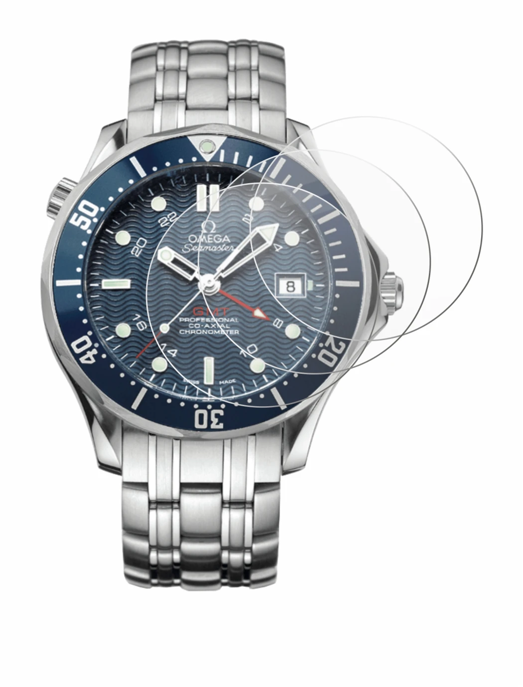 Abbildung des Geräts Omega Seamaster Diver (41 mm) mit einer Vielzahl des Displayschutzes.