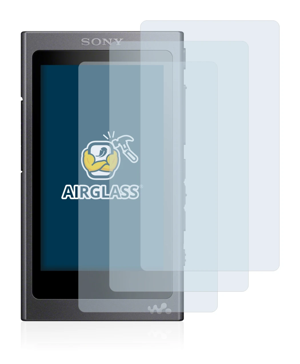 Abbildung des Geräts Sony Walkman A40 mit einer Vielzahl des Displayschutzes.