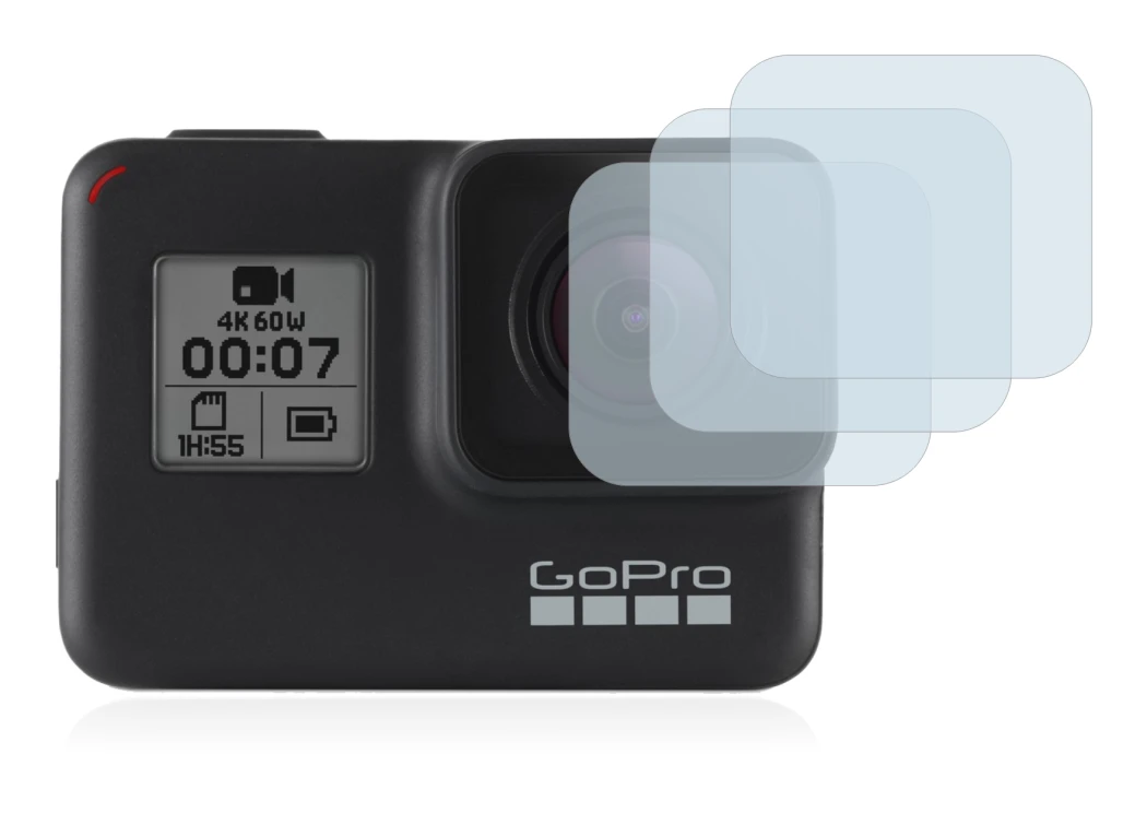Abbildung des Geräts GoPro Hero 7 Black (Linse) mit einer Vielzahl des Displayschutzes.