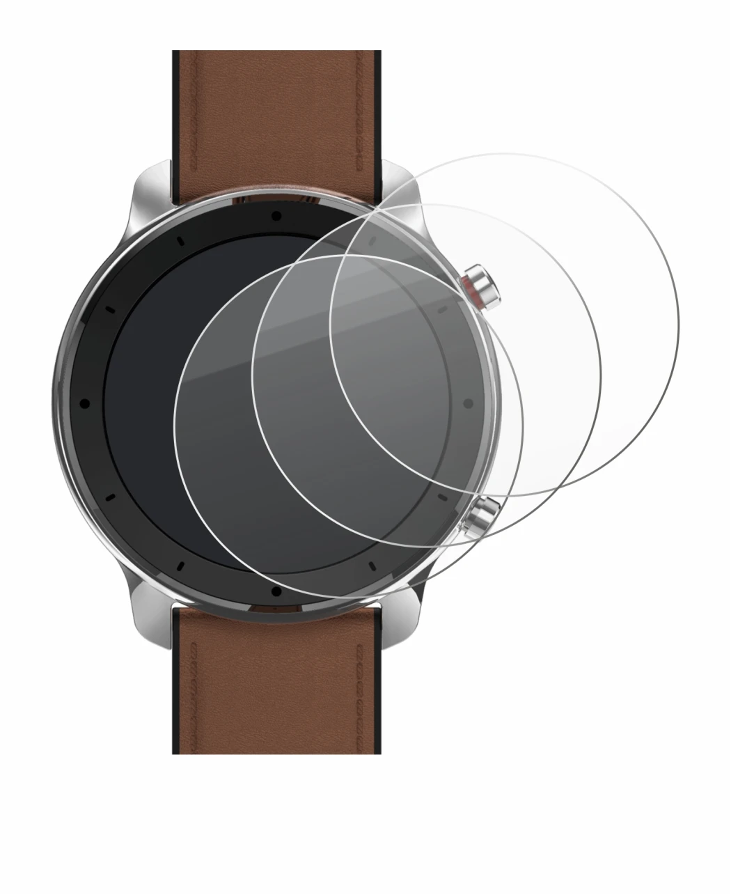 Abbildung des Geräts Huami Amazfit GTR (47 mm) mit einer Vielzahl des Displayschutzes.