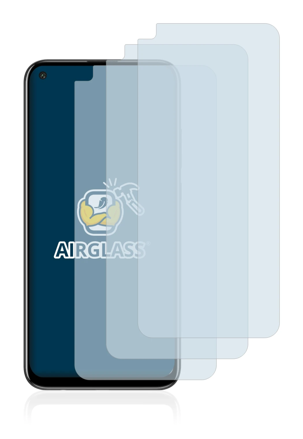 Abbildung des Geräts Huawei P40 Lite E mit einer Vielzahl des Displayschutzes.