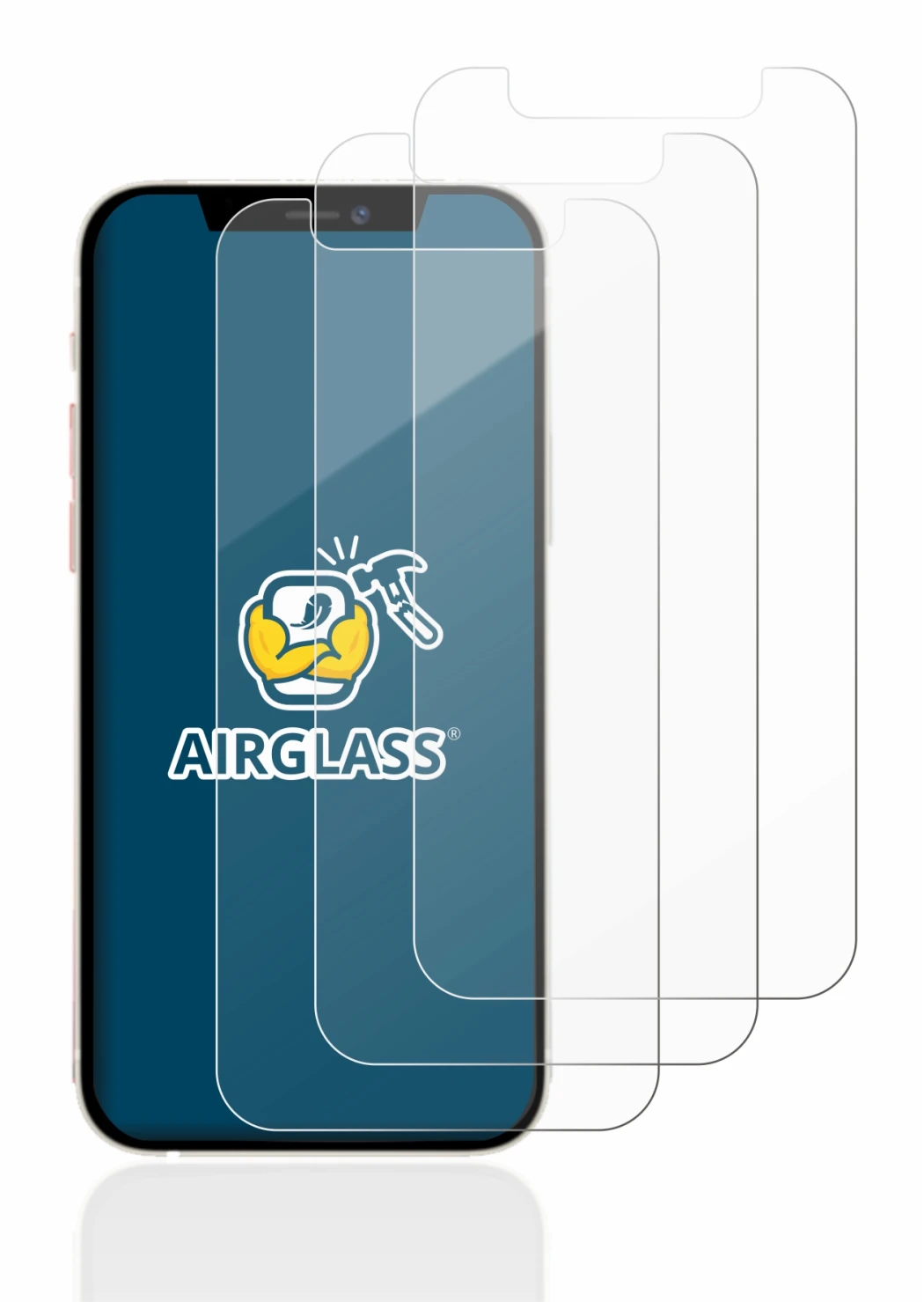 Abbildung des Geräts Apple iPhone 12 mini mit einer Vielzahl des Displayschutzes.