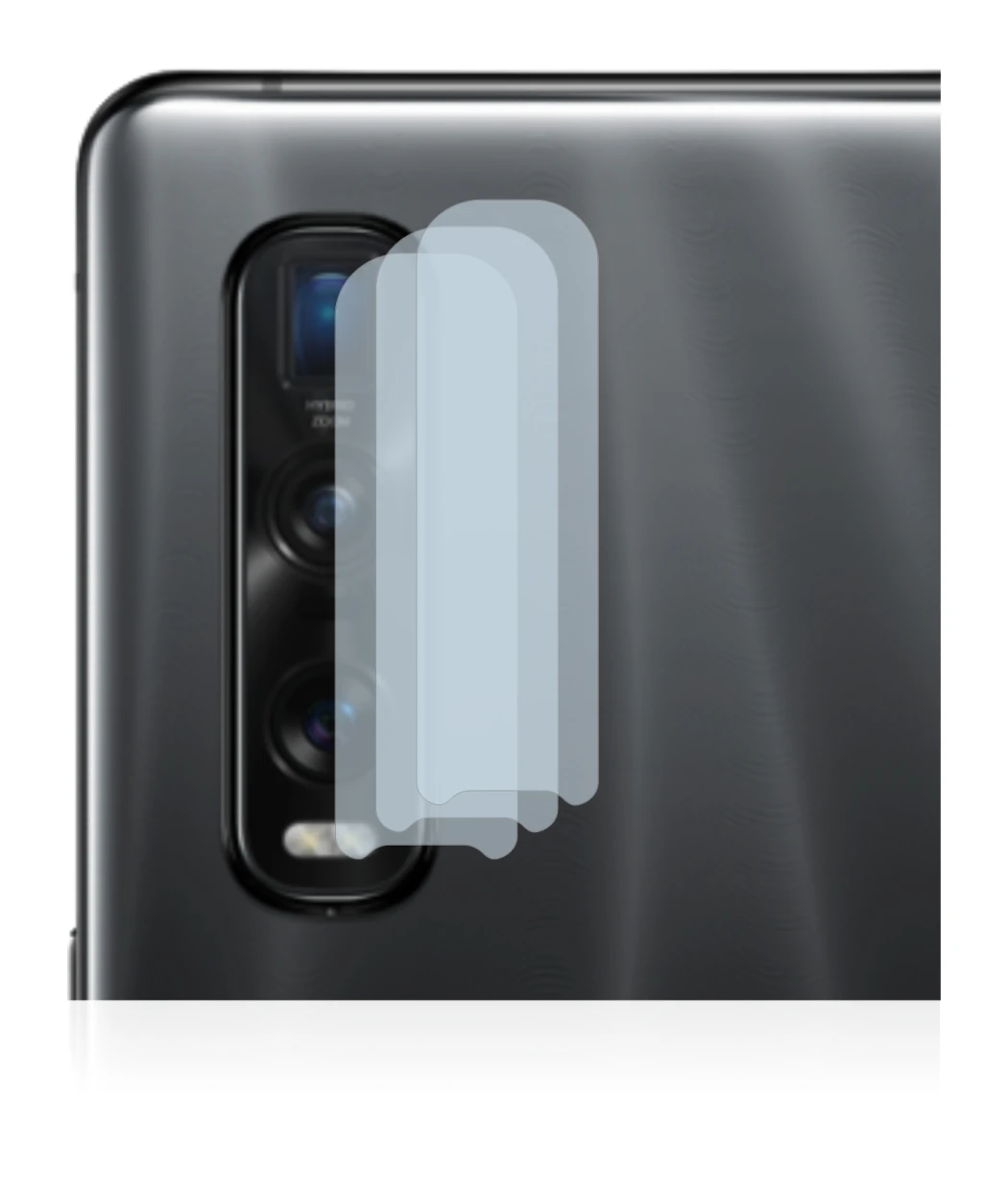 Abbildung des Geräts Oppo Find X2 Pro (NUR Kameraschutz) mit einer Vielzahl des Displayschutzes.