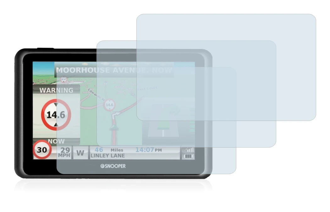 Abbildung des Geräts Snooper Truckmate S6900 mit einer Vielzahl des Displayschutzes.