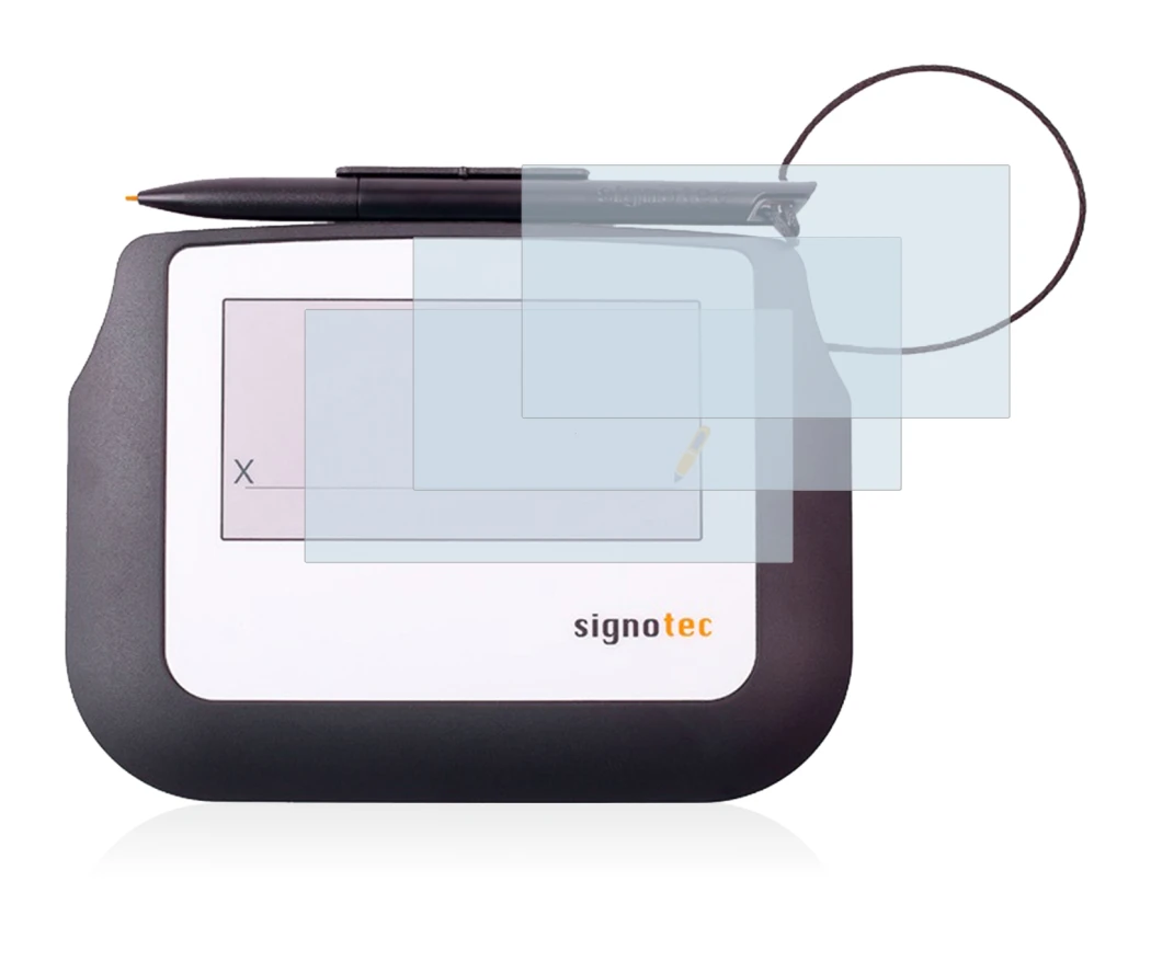 Abbildung des Geräts Signotec Signature Sigma Lite mit einer Vielzahl des Displayschutzes.