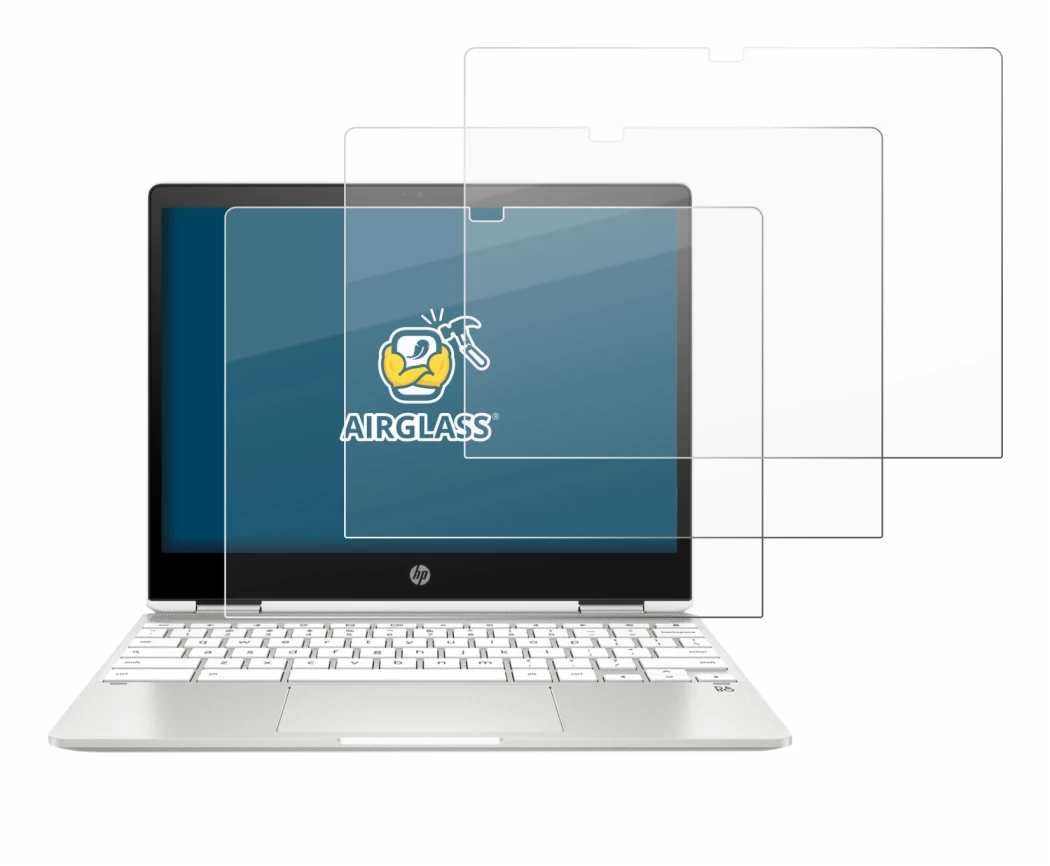 Abbildung des Geräts HP Chromebook x360 12b-ca0005nf mit einer Vielzahl des Displayschutzes.