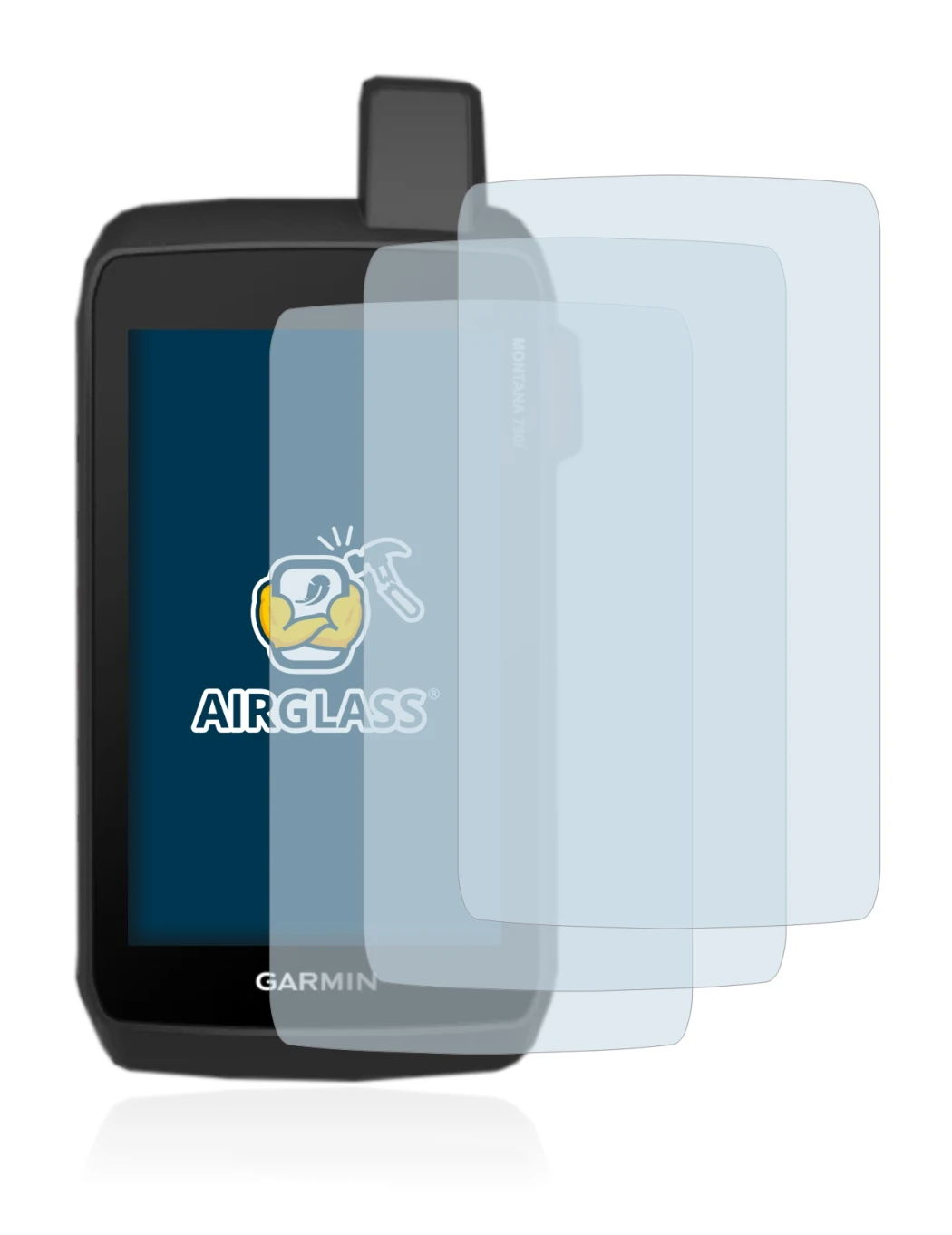 Abbildung des Geräts Garmin Montana 750i mit einer Vielzahl des Displayschutzes.