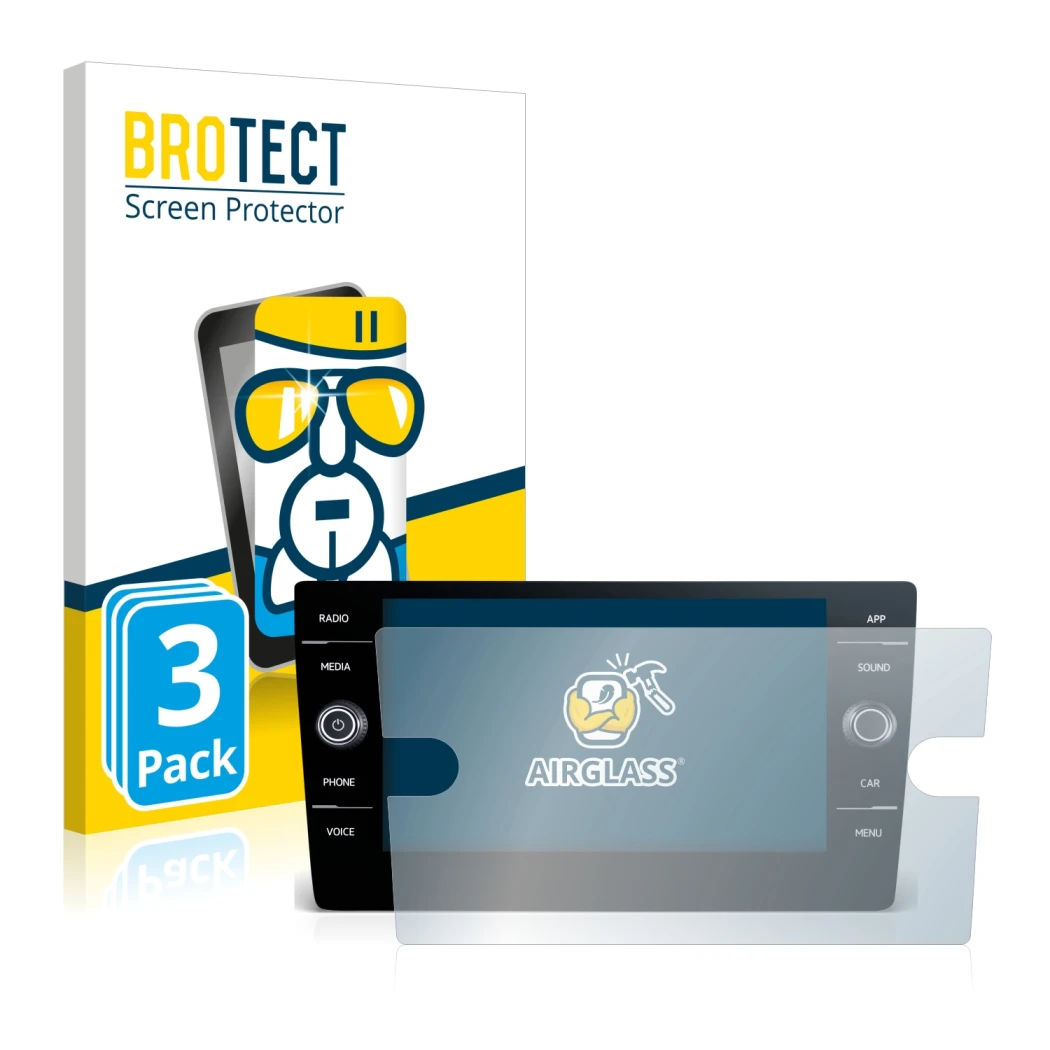 Vorderseite einer Produktverpackung mit dem Markenlogo BROTECT. Daneben ist das Gerät Volkswagen Tiguan R-Line TDI 2020 Discov