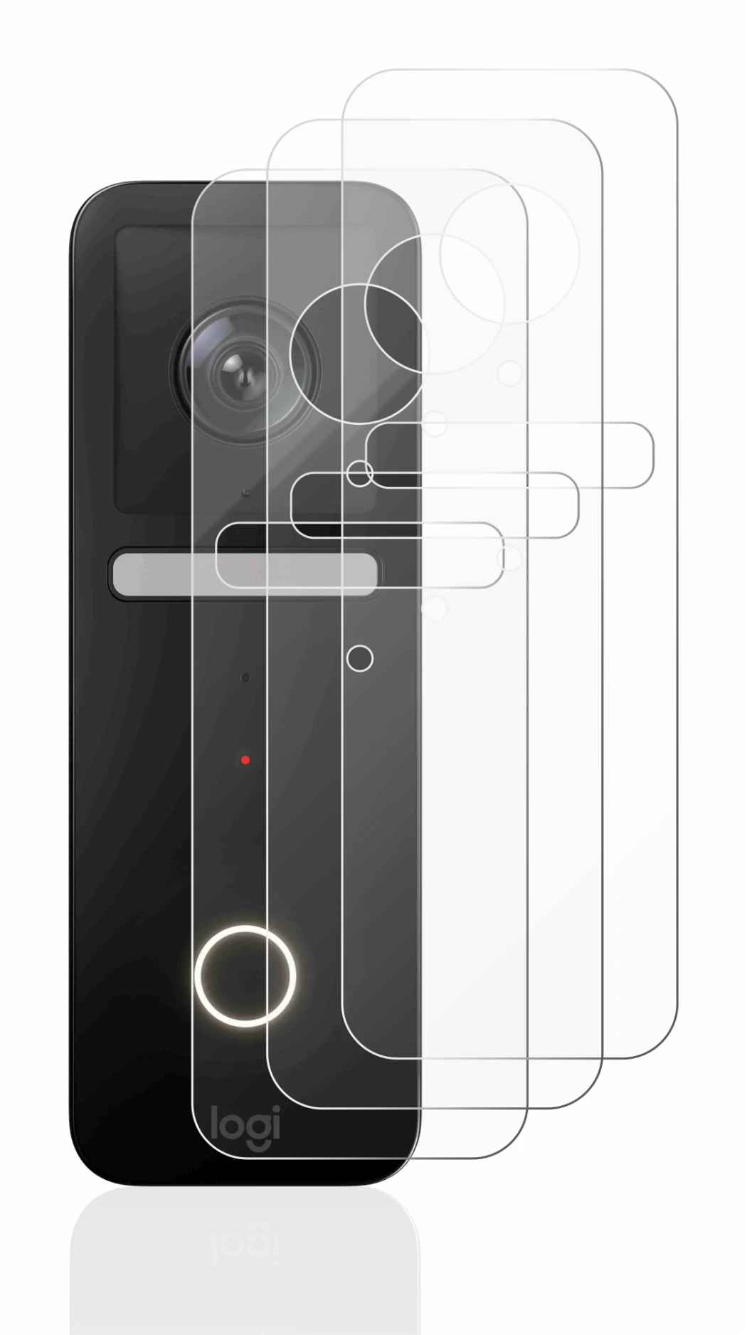 Abbildung des Geräts Logitech Circle View Doorbell mit einer Vielzahl des Displayschutzes.