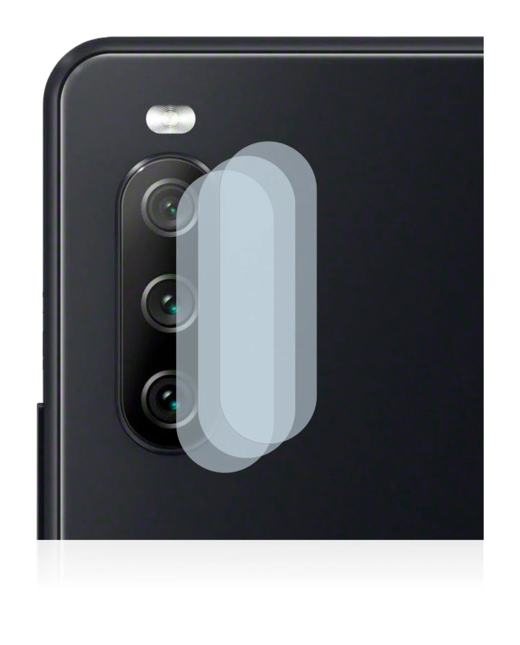 Abbildung des Geräts Sony Xperia 10 III (NUR Kameraschutz) mit einer Vielzahl des Displayschutzes.