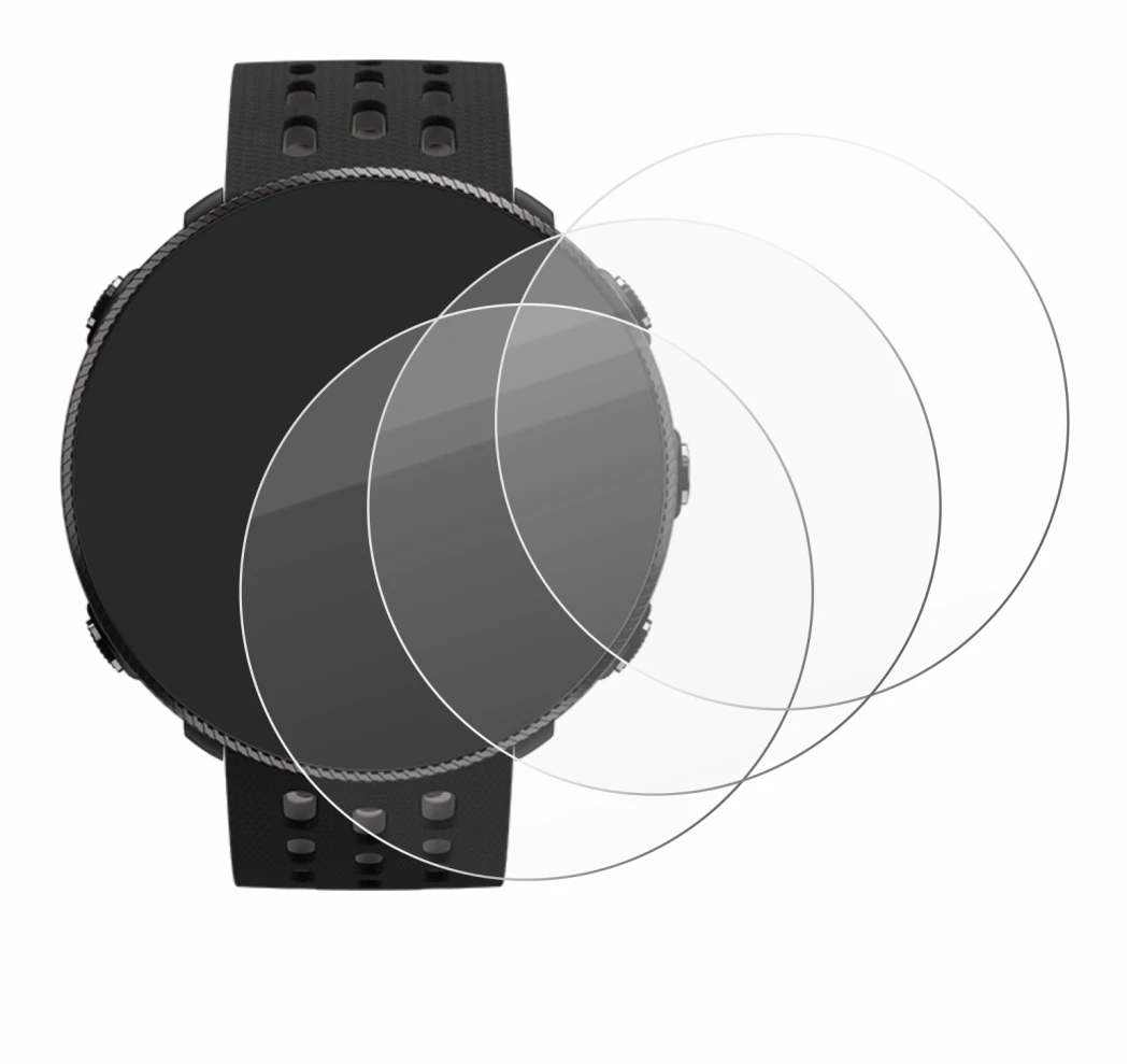 Abbildung des Geräts Polar Vantage M2 mit einer Vielzahl des Displayschutzes.
