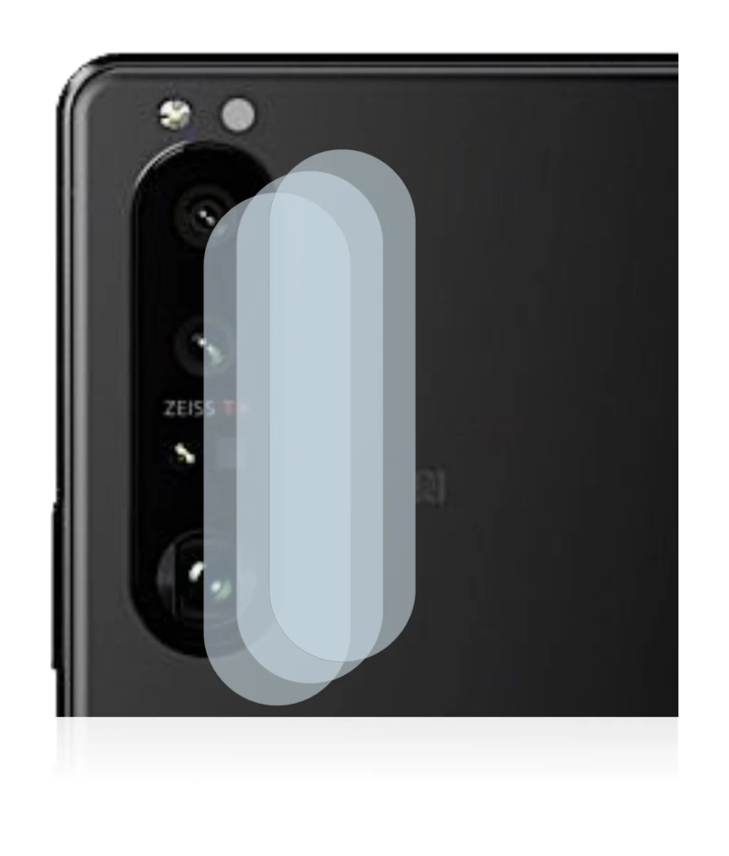 Abbildung des Geräts Sony Xperia 5 III (NUR Kameraschutz) mit einer Vielzahl des Displayschutzes.