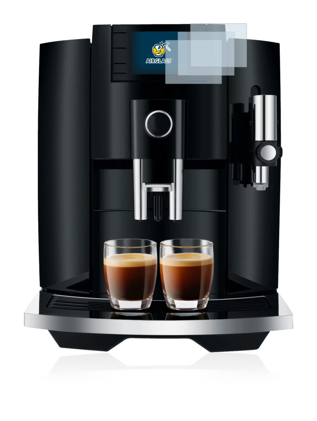 Abbildung des Geräts Jura E8 (EB) mit einer Vielzahl des Displayschutzes.