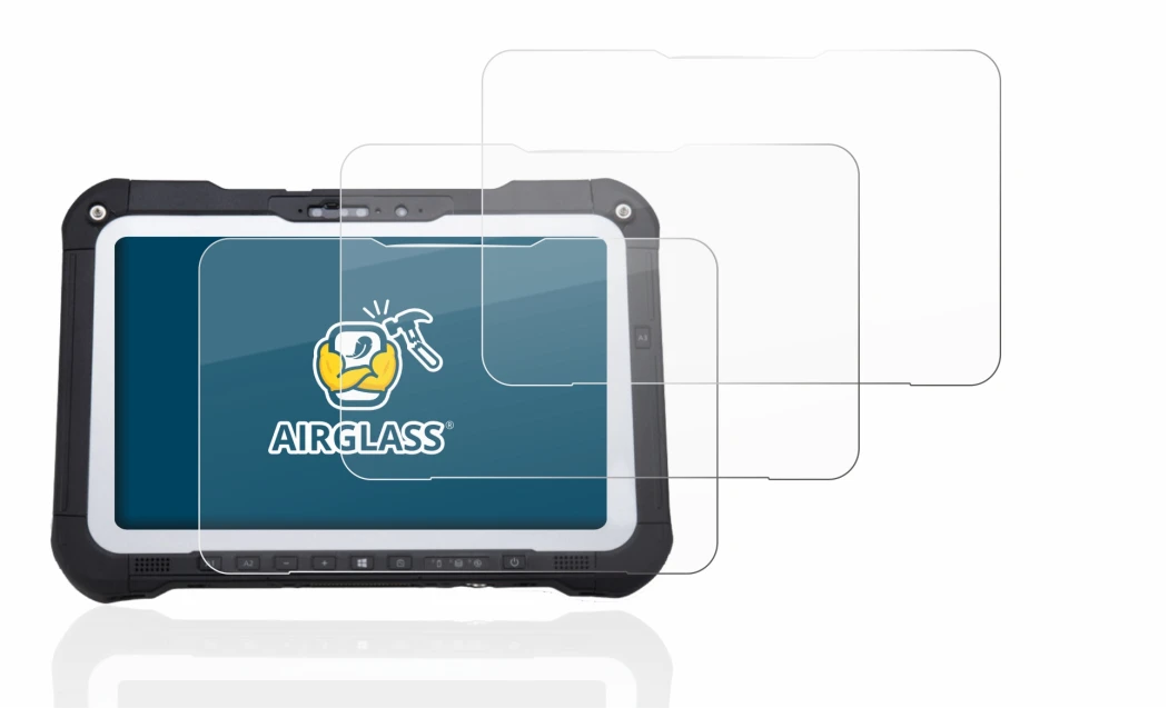 Abbildung des Geräts Panasonic Toughbook FZ-G2 mit einer Vielzahl des Displayschutzes.