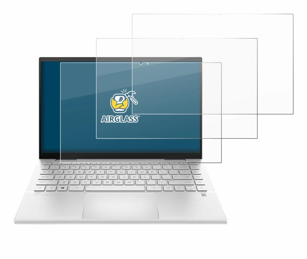 Abbildung des Geräts HP Pavilion x360 (14-dyX) mit einer Vielzahl des Displayschutzes.
