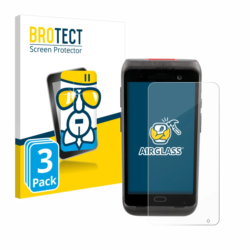 Vorderseite einer Produktverpackung mit dem Markenlogo BROTECT. Daneben ist das Gerät Honeywell CT40 XP mit dem zugehörigen Di